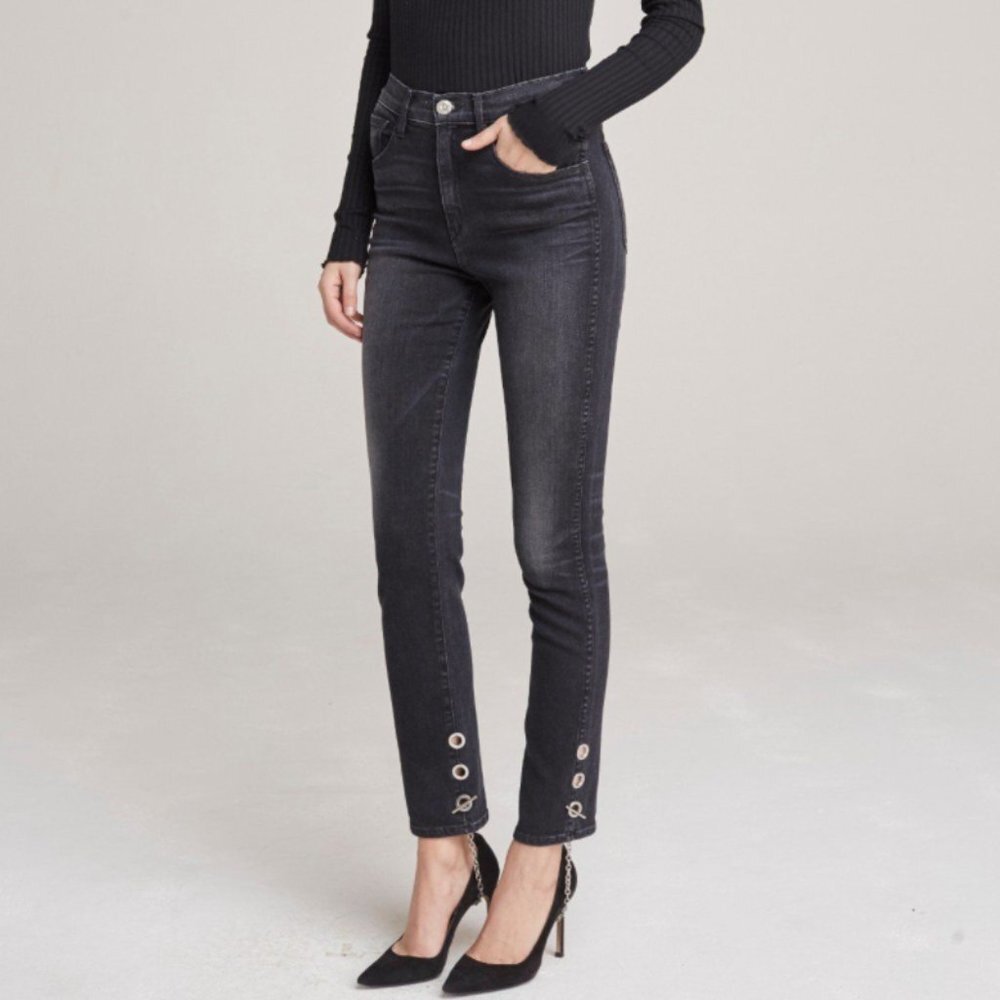 3X1 Black Bijou Stirrup Super High Rise Jeans NWT